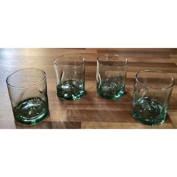 Set of 4 Vintage 4” Thumbprint Green Tumblers 10 ounces - Picture 8 of 10